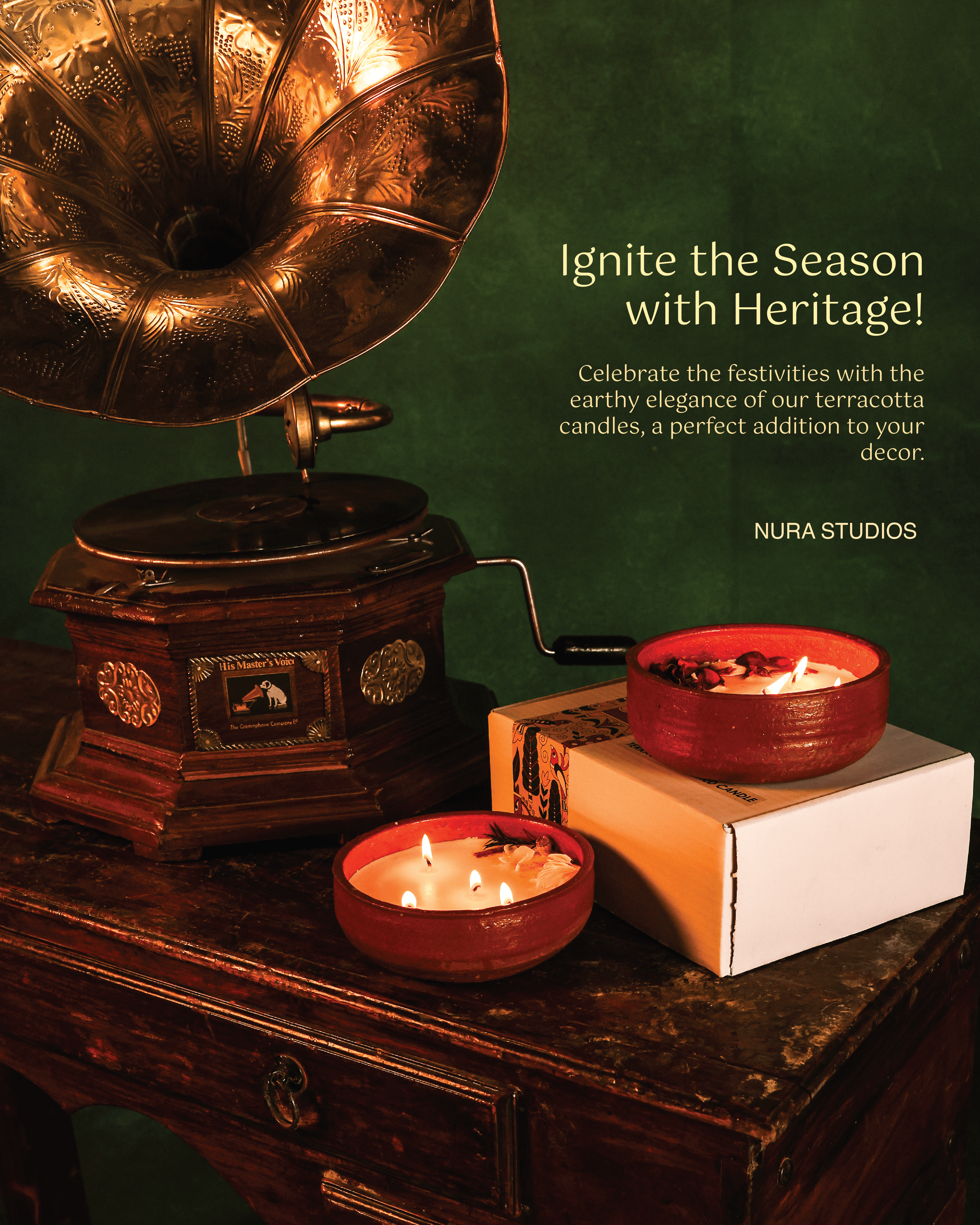 Terracotta Scented Candle - Topped with potpourri and spices