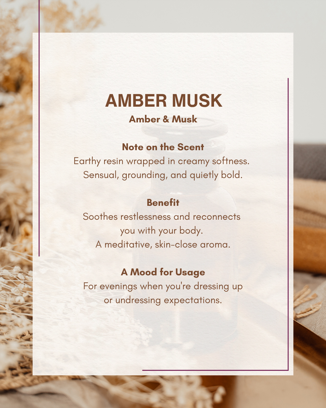 Glass Scented Candle ; Amber Musk