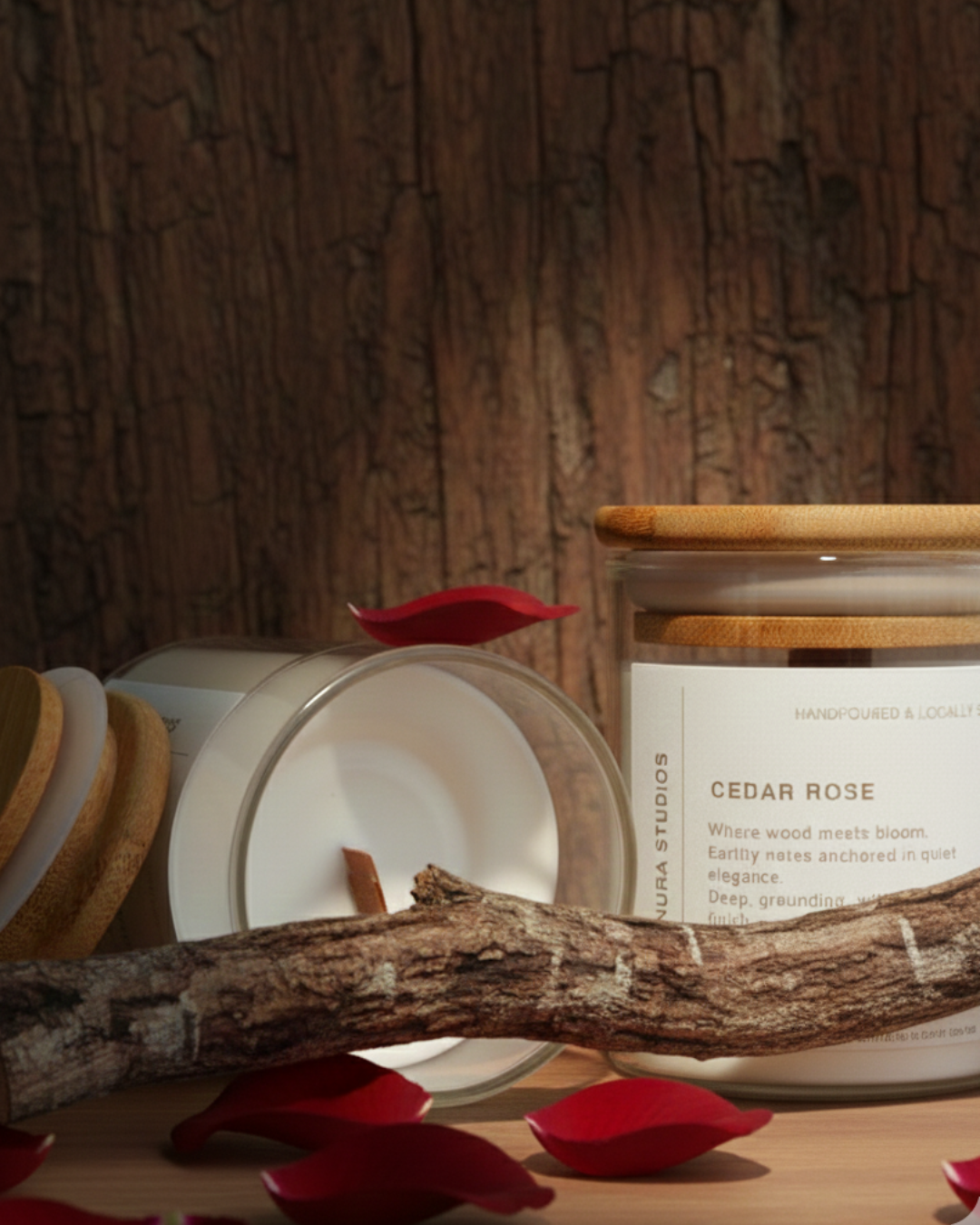 Glass Scented Candle : Cedar Rose Candle