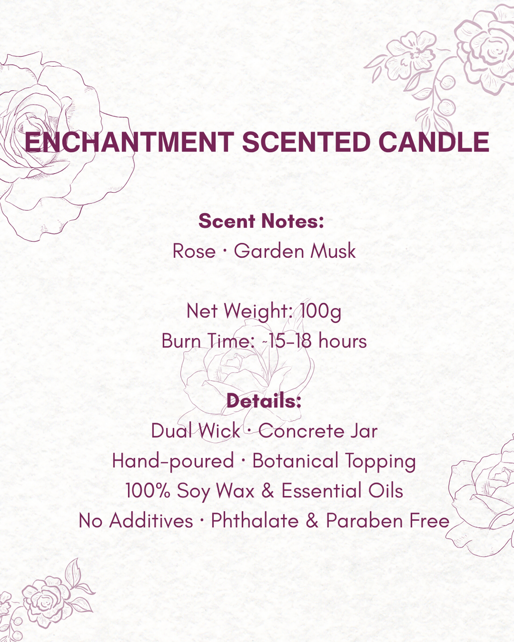 Enchantment Scented Candle : Garden Rose and Vanilla