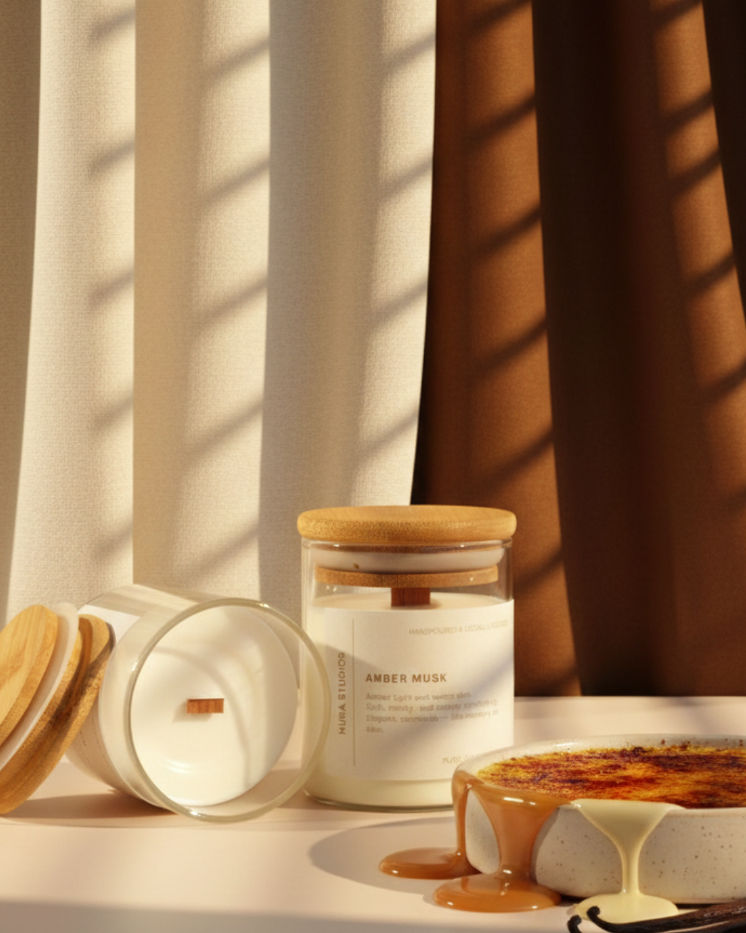 Glass Scented Candle ; Amber Musk