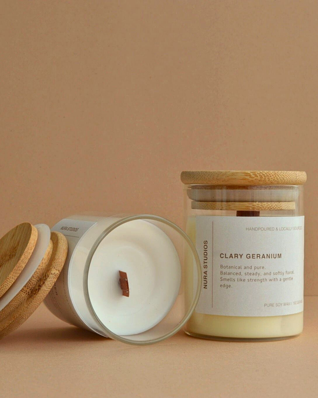 Glass Scented Candle : Clary Geranium
