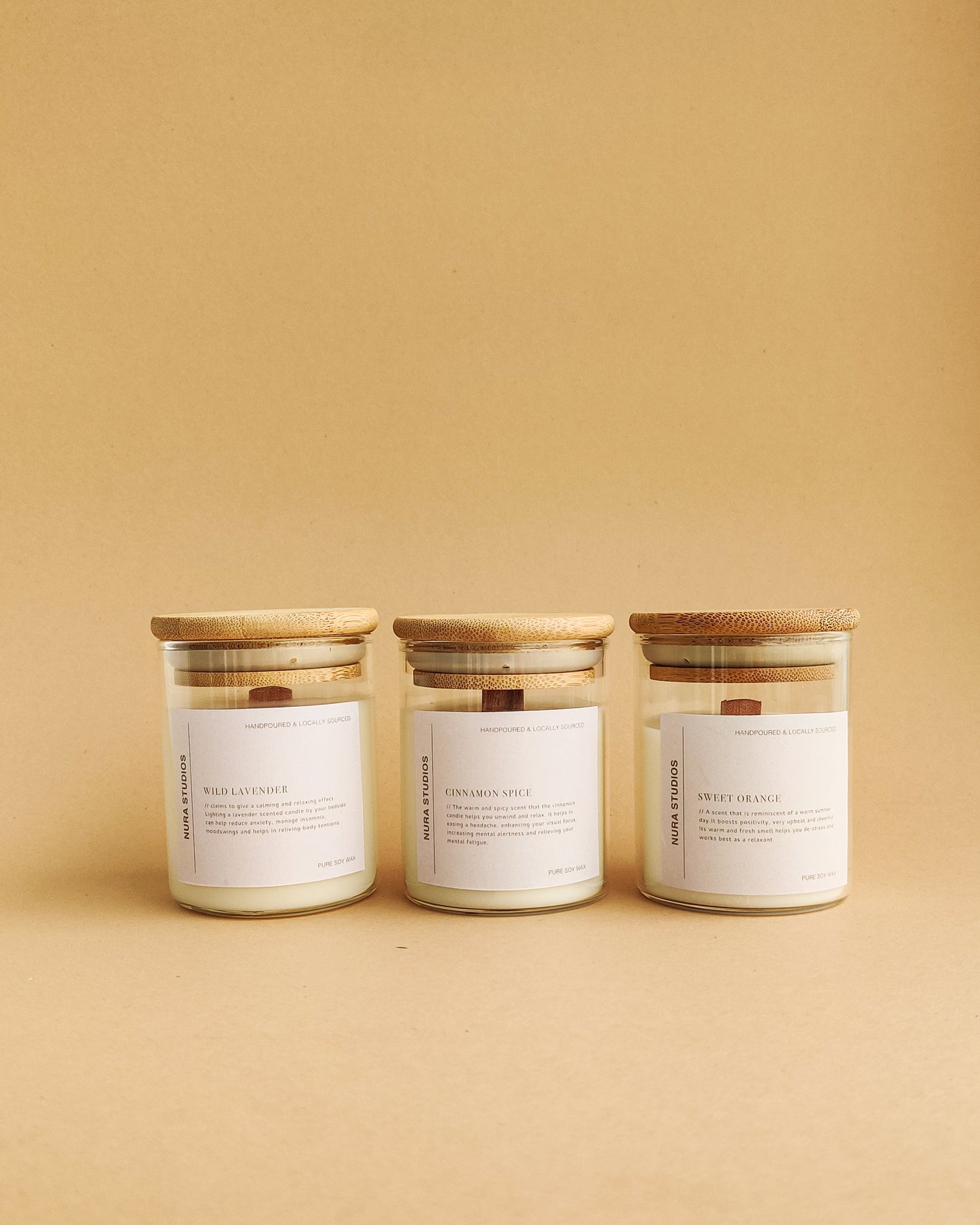 Nura Glass Candle : Pack of Three