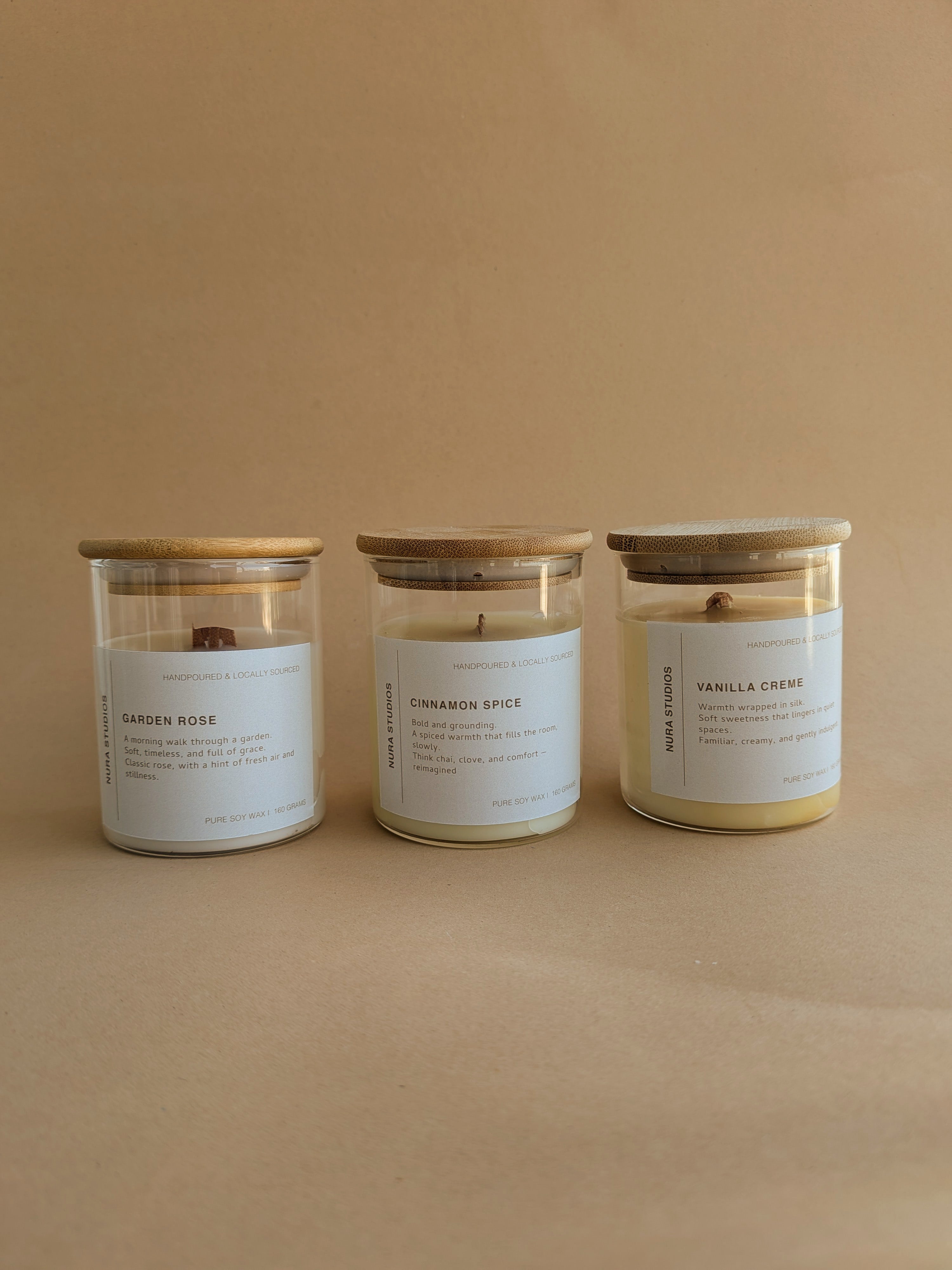 Nura Glass Candle : Pack of Three