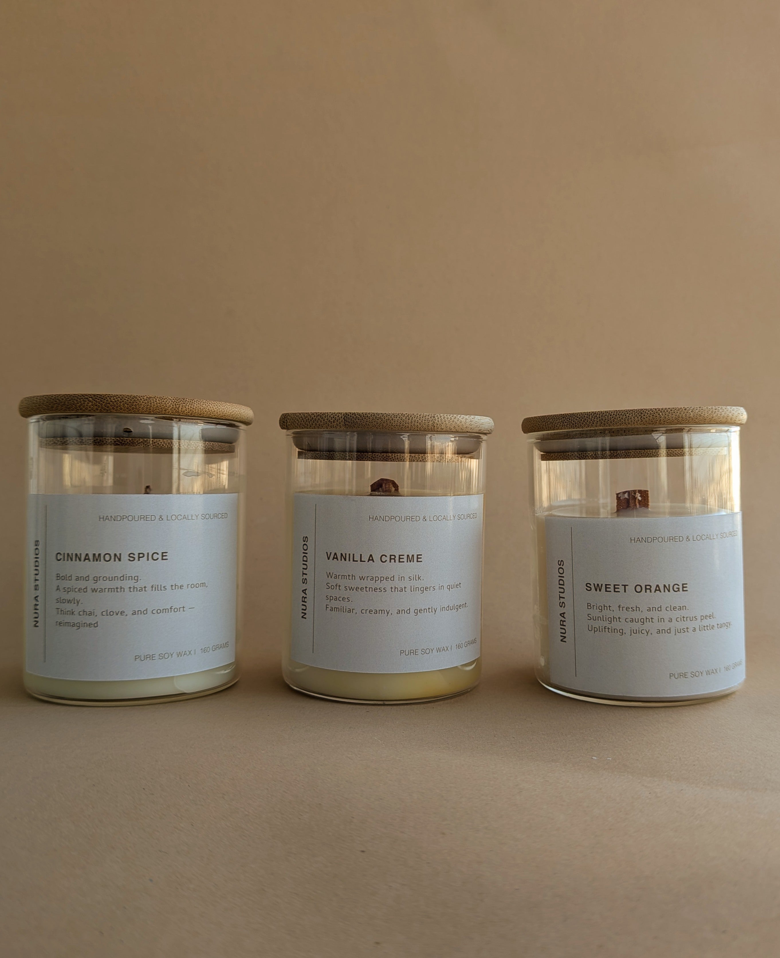 Nura Glass Candle : Pack of Three